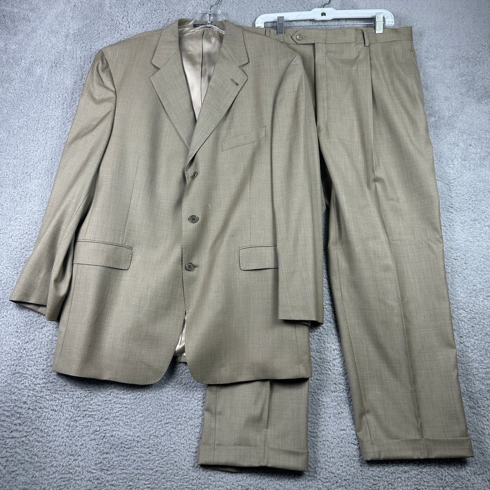 Loro Piana Daniel Cremieux Suit Men 46R 36x29 Brown Wool 3-Button Pleated Cuffed